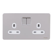 Schneider Electric Ultimate Screwless flat plate - switched socket - 2P - 2 gangs - pearl nickel - GU3420DWPNG